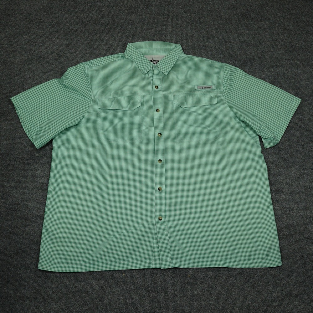 Habit Shirt Mens 2XL Green Blarney Seafarer Check Vented Fishing Short Sleeve